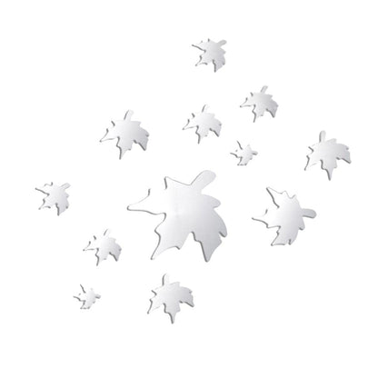 3D Maple Leaf Shape Mirror Acrylic Wall Sticker Golden Color