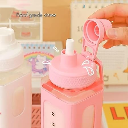 Portable Square Water Drinking Bottle With Lockable Lid And Measurement 900ml