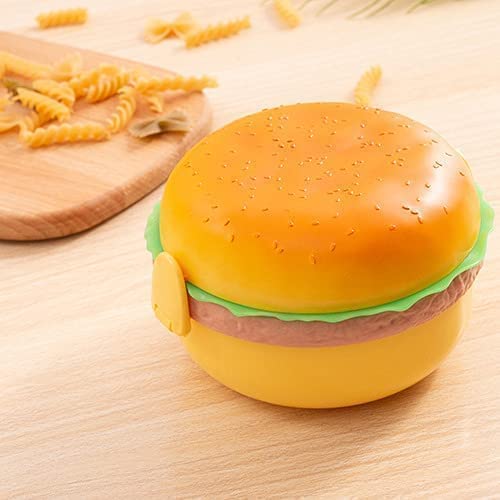 Burger Shape Double Layer Plastic Lunch Box with Spoons