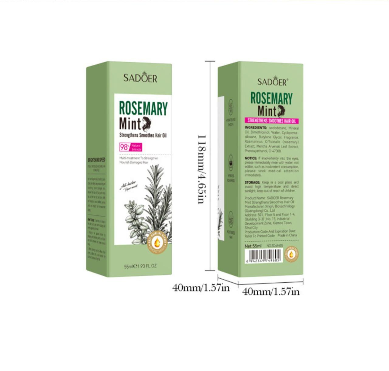 SADOER Mint Rosemary Strengthening Hair Oil 55ml