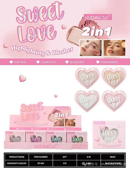 Hudamoji 2in1 Highlighter & Blusher Pack of 4