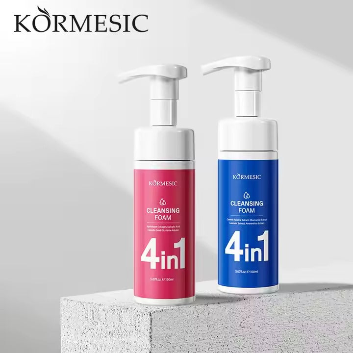 KORMESIC 4in1 Cleanser Blue Pink Mousse for Facial Wash Moisturizer Organic Supply Reduce 150ml
