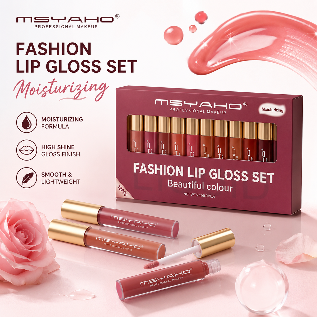 MSYAHO Moisturizing Glow Lip Gloss 12 Pcs Set