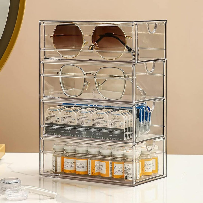 Acrylic Sunglass Holder Sunglass Organizer Eyeglass Storage Case 4 Drawers