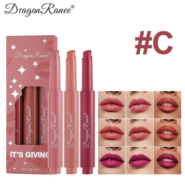 Dragon Ranee 3pcs New Press Lipstick Set