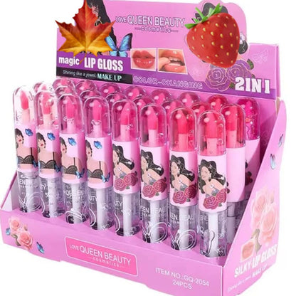 Queen Beauty 2-in-1 Transparent & Pink Magic Lip Gloss