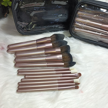 Premium Ultra-Soft Rose Gold Complete Face & Eye Makeup Brush Kit