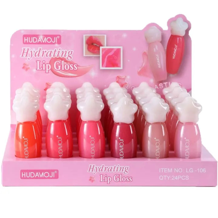 Hudamoji Hydrating Moisturizing Lip Gloss Shine with Vitamin E Smooth & Glossy Finish Stare Cap Lip Gloss Pack of 6