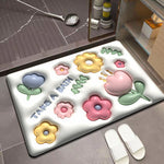 Absorbent Mat Flower Soft Diatom 3D Mud Floor Mat Bathroom Non-Slip Rug