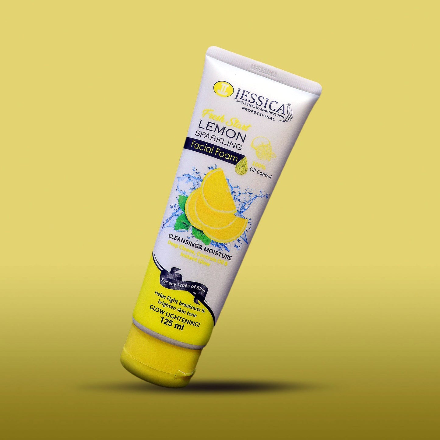 Jessica Lemon Sparkling Facial Foam 125ml Oil Control Deep Cleansing Glow Boosting Face Wash