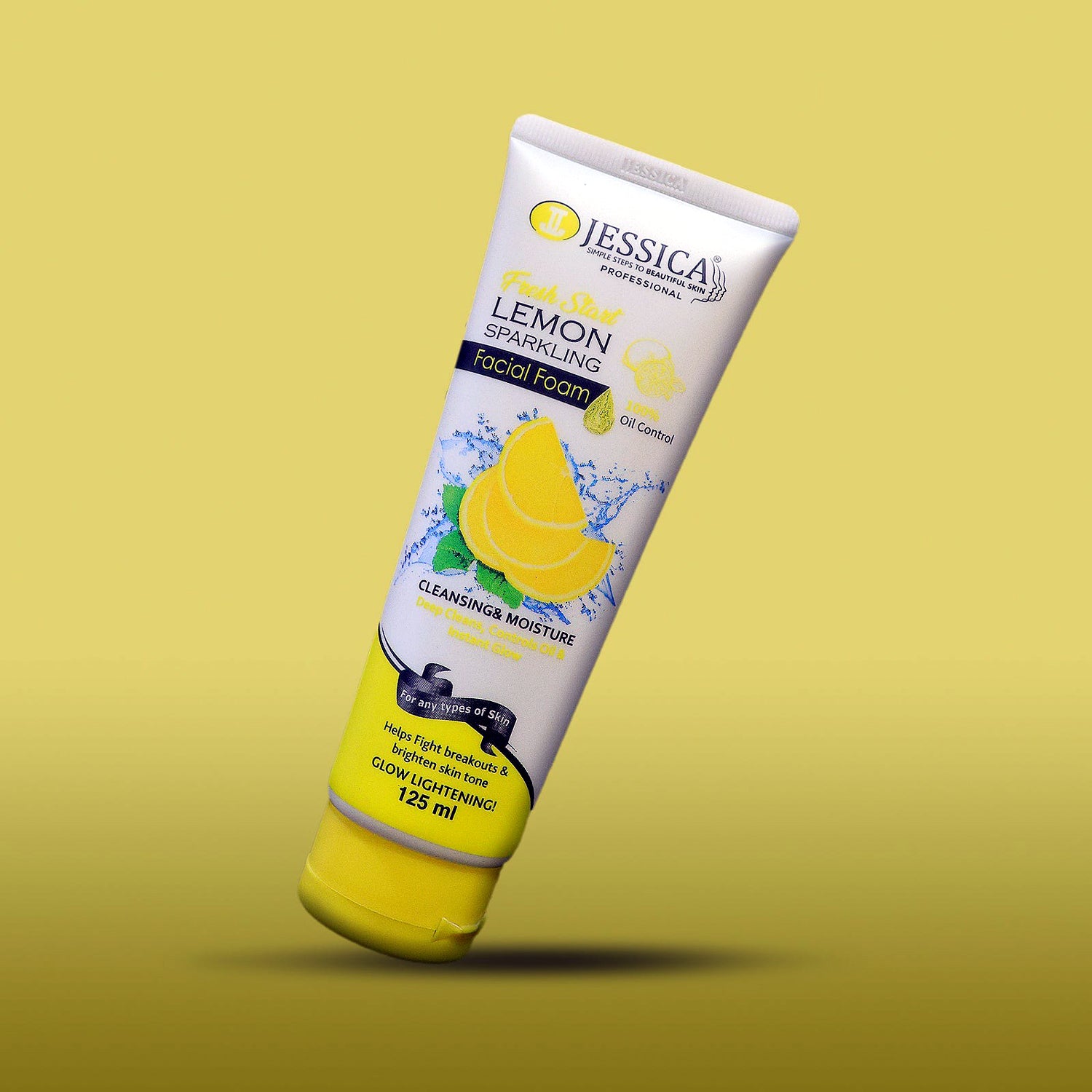 Jessica Lemon Sparkling Facial Foam 125ml Oil Control Deep Cleansing Glow Boosting Face Wash