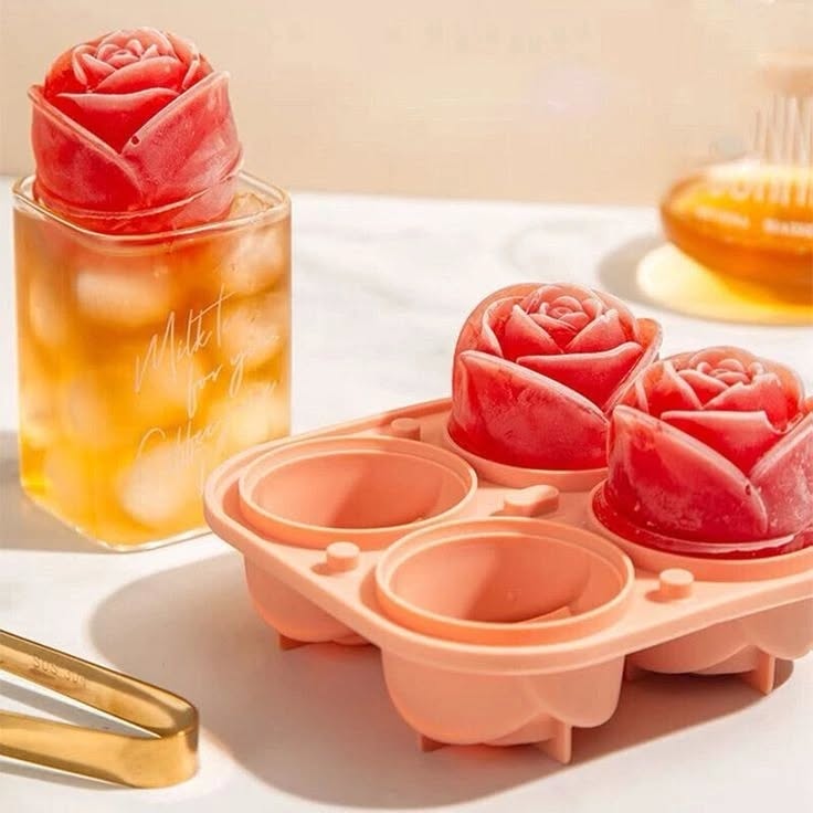 4-Grid Silicone Rose Ice Mold