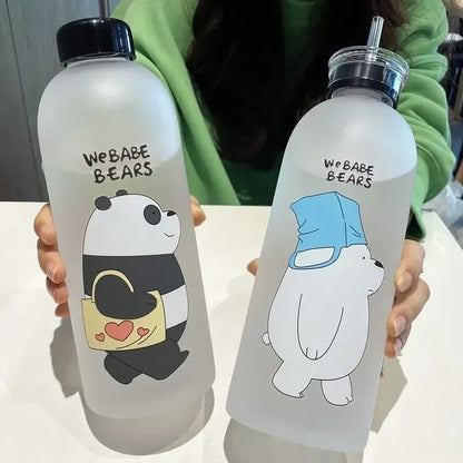 We Babe Bears Character Water Bottle With Double Cap Straw
