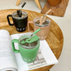 Portable Korean Coffee Cup With Lid Straw 480ml