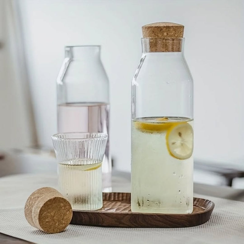 Borosilicate Glass Jar Bottle With Wooden Cork Cap