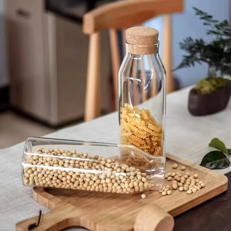 Borosilicate Glass Jar Bottle With Wooden Cork Cap