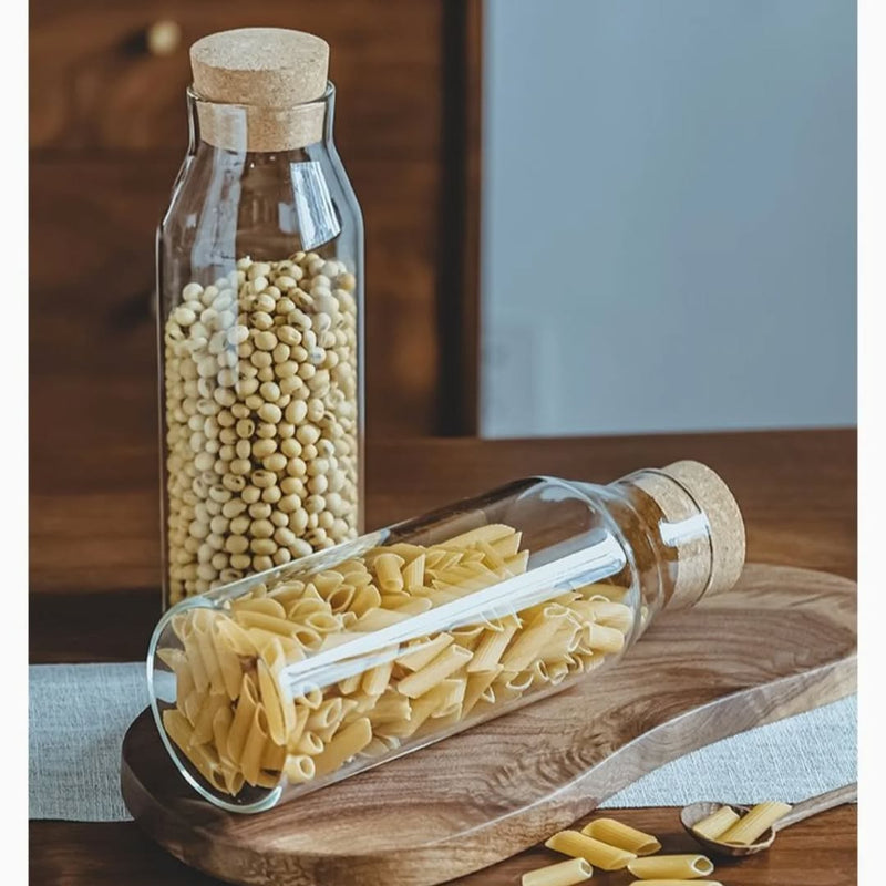 Borosilicate Glass Jar Bottle With Wooden Cork Cap