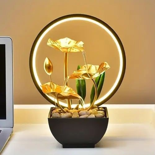 Waterfall Fountain With LED Ring Light