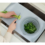 Multifunctional 2in1 Over The Sink Cutting Board With Silicone Drain Storage Basket