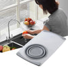 Multifunctional 2in1 Over The Sink Cutting Board With Silicone Drain Storage Basket