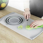 Multifunctional 2in1 Over The Sink Cutting Board With Silicone Drain Storage Basket