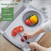 Multifunctional 2in1 Over The Sink Cutting Board With Silicone Drain Storage Basket