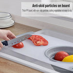 Multifunctional 2in1 Over The Sink Cutting Board With Silicone Drain Storage Basket