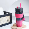 Stainless Steel Thermal Mug with Lid and Straw Leak-Proof Tumbler With Holding Strap 500ml