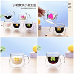 Bowknot Design Double Wall Transparent Cup Heat Resistant Coffee Mug