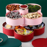 Multi Compartment Rotating 2 Layer Dry Fruit Nuts Candy Tray Container Box