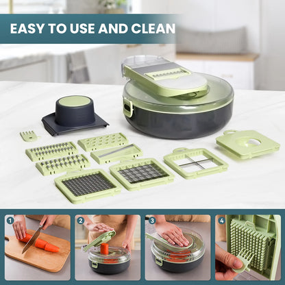 Multifunctional 13in1 Vegetable Chopper With Container Kitchen Gadget