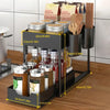 Multifunction Double Layer Kitchen Storage Rack Sliding Seasoning Shelf