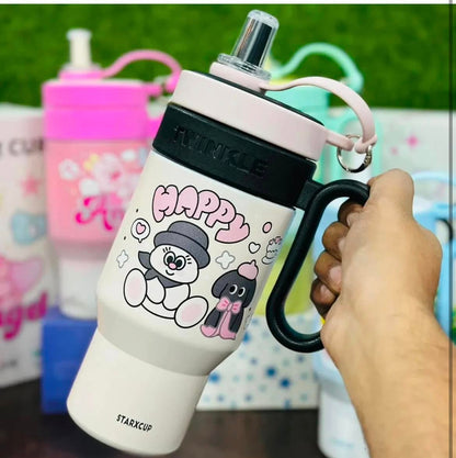 Stainless Steel Twinkle Colorful Tumbler Water Bottle Insulated With Strainer And Straw For Kids 850ml