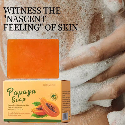 KORMESIC Papaya Soap Gentle Exfoliating Moisturizing Deep Cleansing Body Bath Soaps 100g
