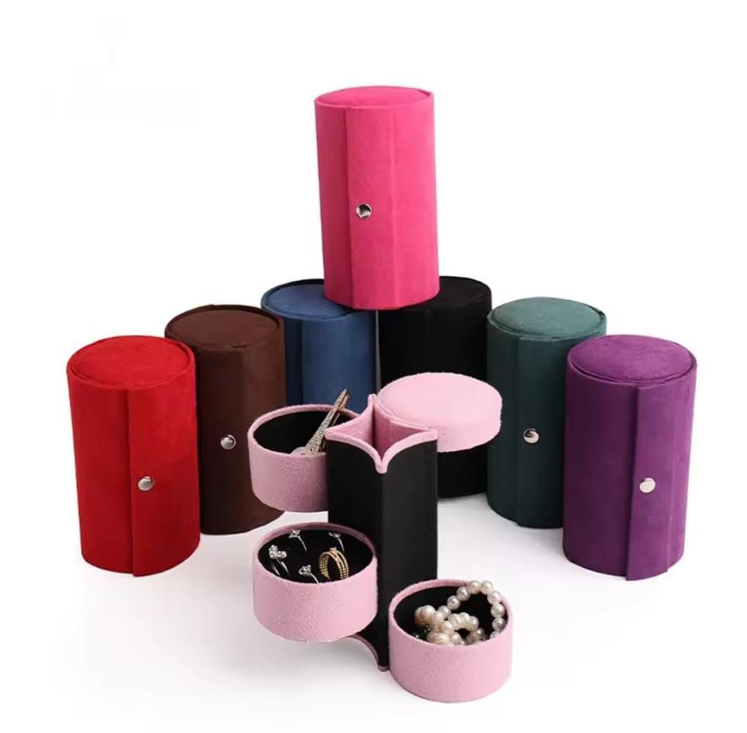 Box Vintage Round Three Layers Nylon Carrying Cases For Women Girls Decoration Storage