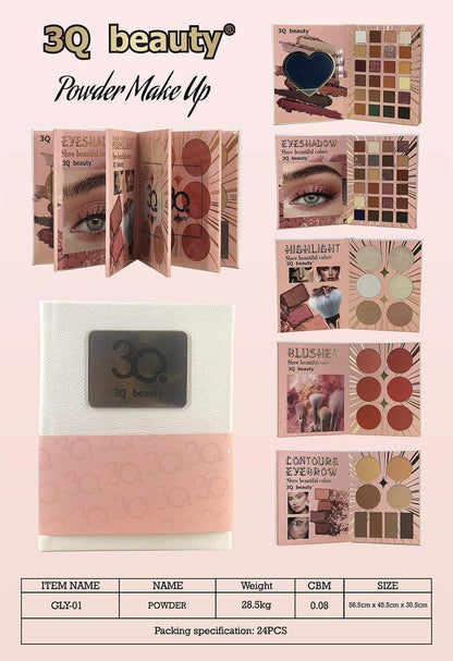 3Q Beauty 5 Fold Book Palette High Quality Pigmented