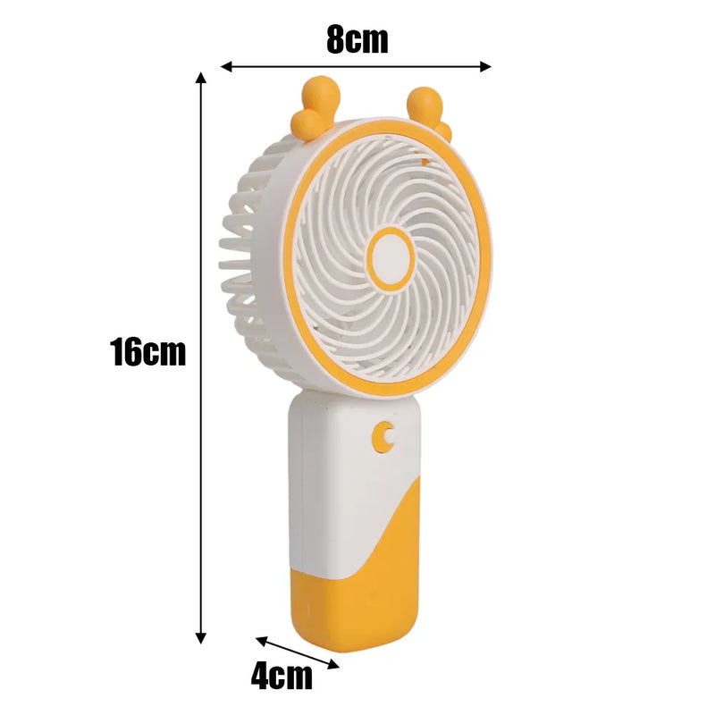 Portable Rechargeable Mini Cartoon Handy Moon Button Fan Three Gear Adjustable