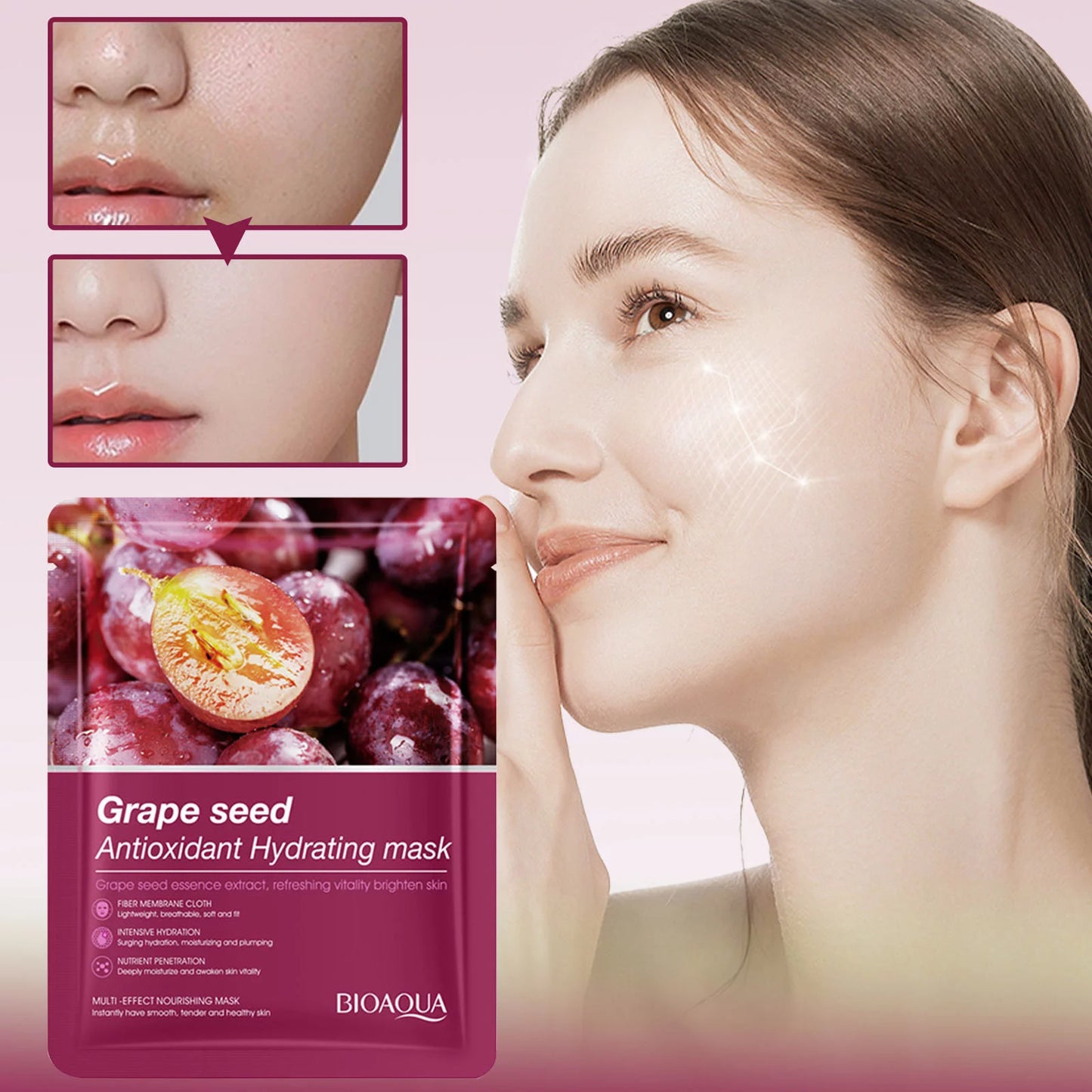 Bioaqua Grape Seed Essence Facial Mask Antioxidant Hydrating Sheet Mask