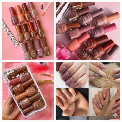 Glamour Premium Fine Nude Colors Nailpaints Luxury Matte & Glossy Nude Nail Polish 12pcs Set