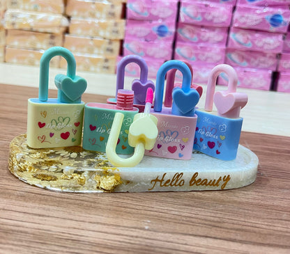 Miundo 6pcs Pink Magic Heart Lock Shape Lipgloss 6pcs Set