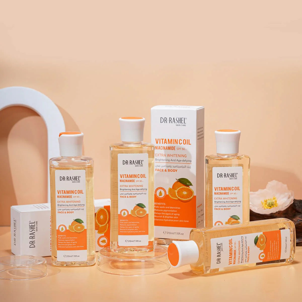 Dr Rashel Face & Body Vitamin C Oil Niacinamide SPF50+ Extra Whitening Brightening And Age-Defying