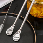 Stainless Steel Spoon Straw 3in1