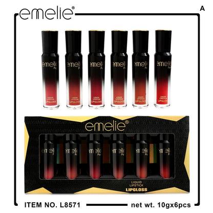 Emelie Liquid Lip Gloss Pack 6pcs Set