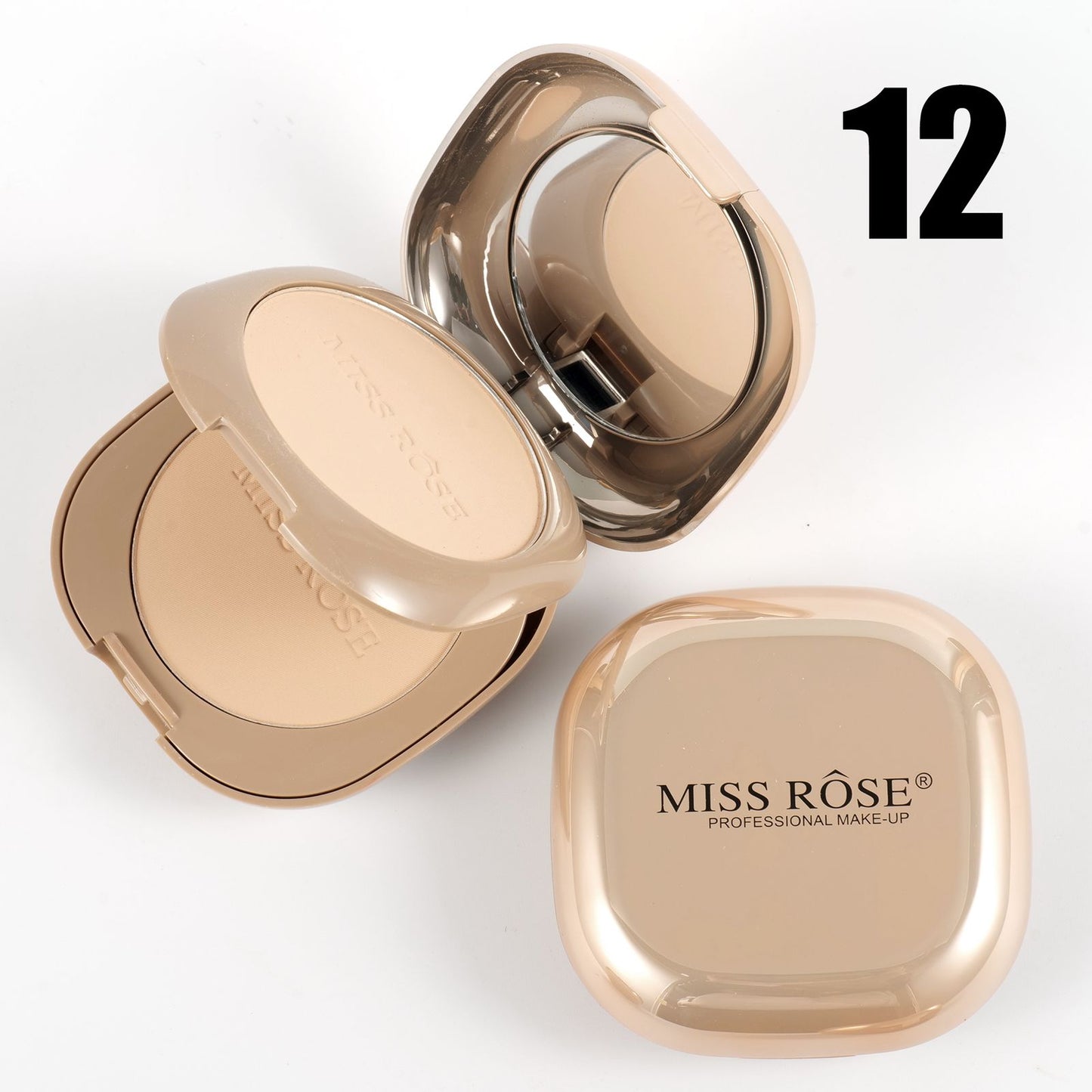 Miss Rose 2in1 Pink Metallic Mirror Dual Compact Face Powder