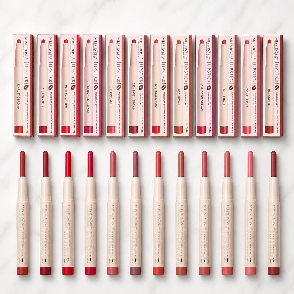 Miss Rose Dream Glide Lipstick Pack of 12