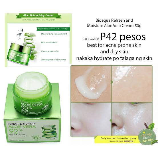 BIOAQUA 92% Aloe Vera Refresh Cream Soft Smooth Silky Skin Lightening Natural Extract Moisturizing 50g