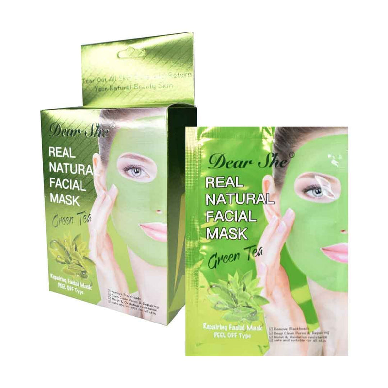 Dear She Real Natural Green Tea Facial Mask Peel-Off Pack of 10