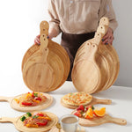 Bamboo Pizza Plate Wooden With Long Handle Steak Plate