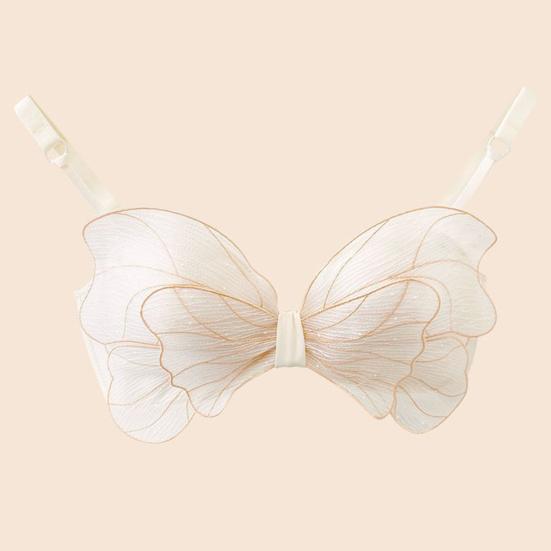 Beautygirl High Quality Cute Butterfly Embroidered Adjustable Straps Full Back Support Bra & Panty Set 8806 (Color Skin)