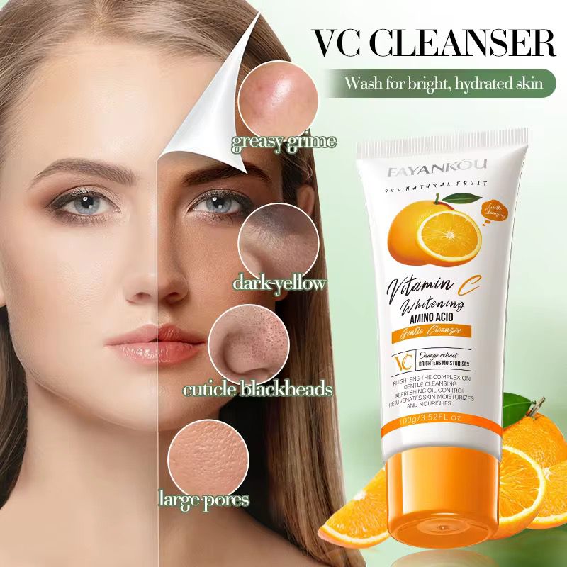 FAYANKOU Orange Extract Vitamin C Whitening Cleansing Wash Oil Control Hydrating and Smoothing Brightening Skin